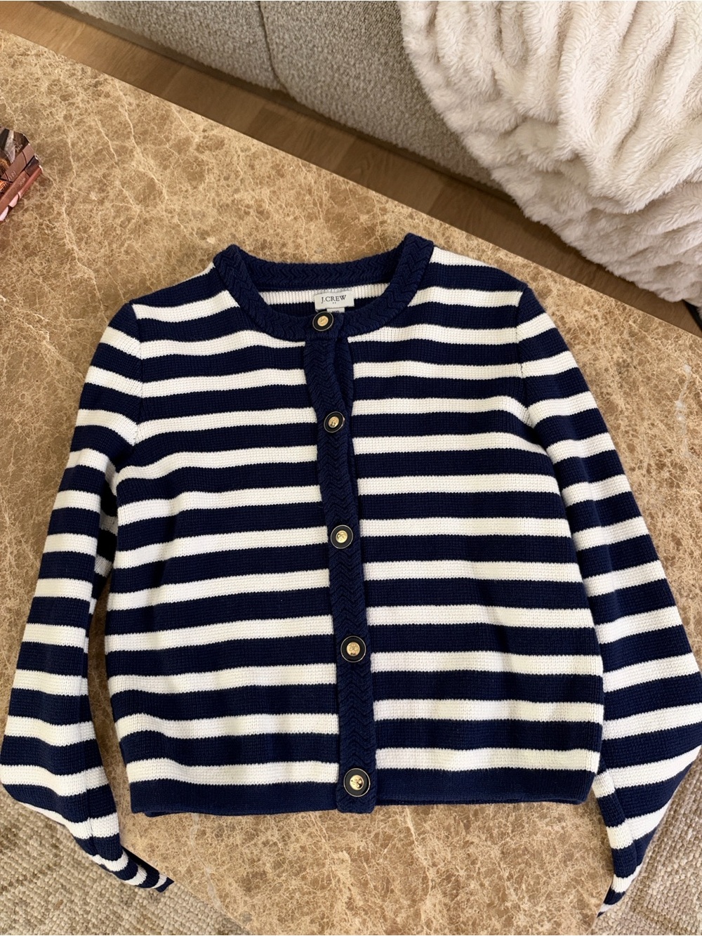 J.Crew Emilie Sweater Lady Jacket in Stripe Blue & White XS